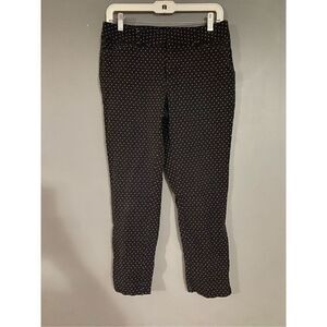 Faded Glory The Parker Pants Black Polka Dot Slim Straight Fit Stretch 8